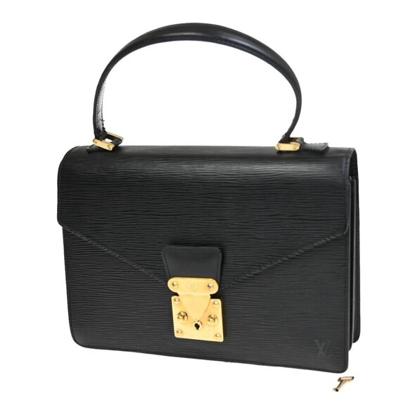 LOUIS VUITTON LV Logo Concorde Hand Bag Epi Leather Black France M52132 80FB665 - Picture 1 of 16
